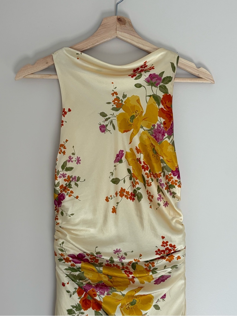 NEW Reformation Anaiis Silk Long Yellow Floral Backless Dress Crescendo US6 UK10 - Picture 10 of 16